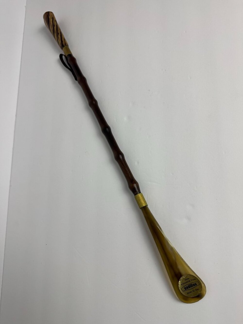 Vintage Long Reach Shoehorn with Wooden Handle - Brown